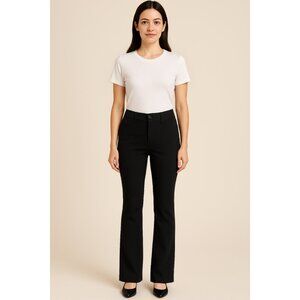 Betabrand Women’s Dress Pants Yoga Pants M Petite Black Straight Leg Stretchy